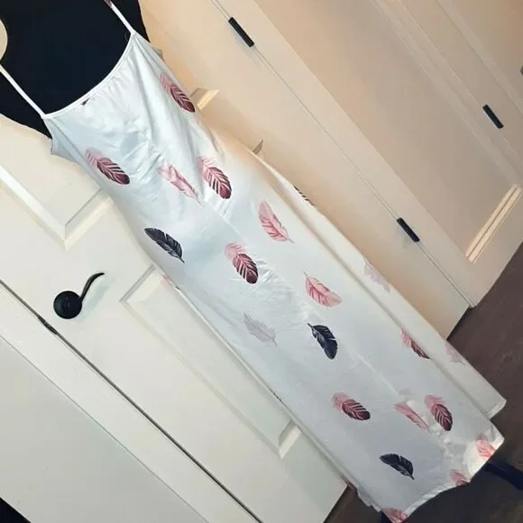 Feather Flowy Silky Maxi Dress - Picture 3 of 9